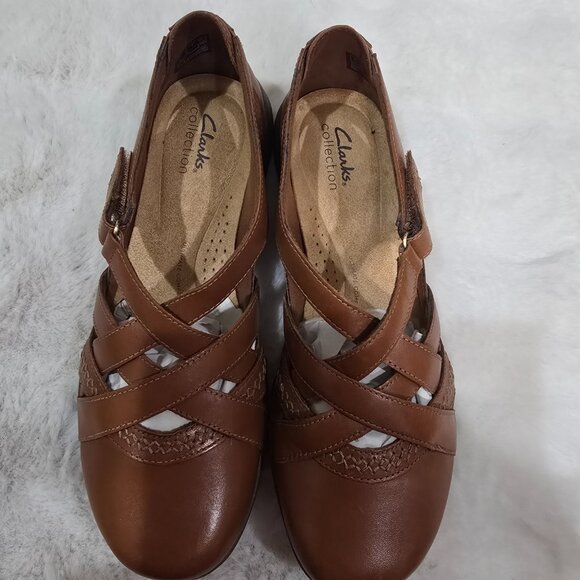 Clarks Collection Roseville Step Leather Mary Jane Flats Women's Size 9.5 Tan - Picture 8 of 9